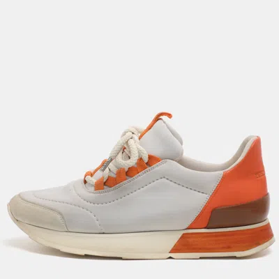 Pre-owned Hermes Miles Size 36.5 Multicolor Leather And Neoprene Low Top Sneakers