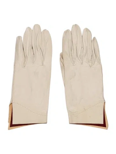 Pre-owned Hermes Milo Asymmetric Gloves In Neutrals