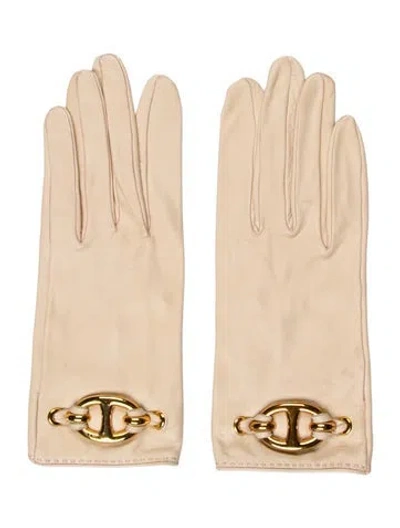 Pre-owned Hermes Milo Chaîne D'ancre Gloves In Neutral