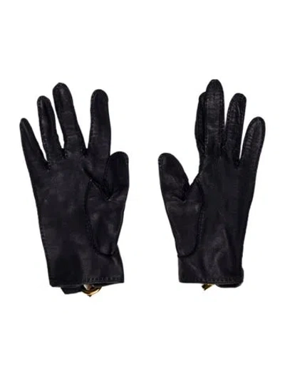 Pre-owned Hermes Milo Gloves In Blue