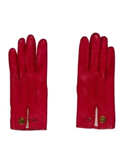 Pre-owned Hermes Milo Gloves In Red