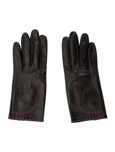 Pre-owned Hermes Milo Lambskin Gloves In Black