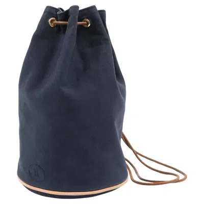 Pre-owned Hermes Mimile Navy Cotton Backpack Bag In Blue
