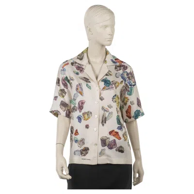 Pre-owned Hermes Hermès "mineraux Geo Rock" Silk Shirt In Gray