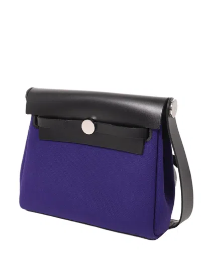 Pre-owned Hermes Mini 20 Herbag Zip Shoulder Bag In Purple