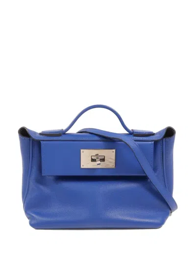 Pre-owned Hermes Mini 24/24 Tote Bag In Blue