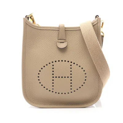 Pre-owned Hermes Mini Beige Taurillon Clemence Leather Shoulder Bag () In Sand