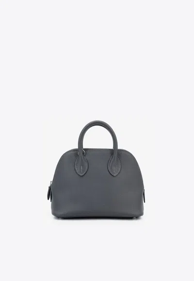 Hermes Mini Bolide 1923 In Ardoise Evercolor Leather With Palladium Hardware In Gray