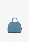 Hermes Mini Bolide 1923 In Bleu Jean Evercolor Leather With Palladium Hardware In Blue