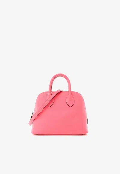 Hermes Mini Bolide 1923 In Rose Azalee Evercolor Leather With Palladium Hardware In Pink