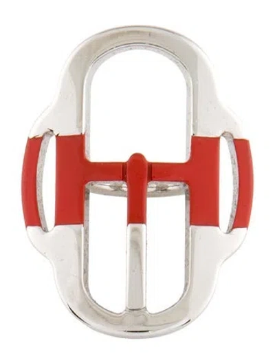 Pre-owned Hermes Mini Bouclé Scarf Ring In Silver