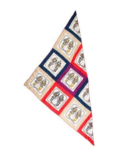 Pre-owned Hermes Mini Brides De Gala Giant Silk Triangle Scarf In Red