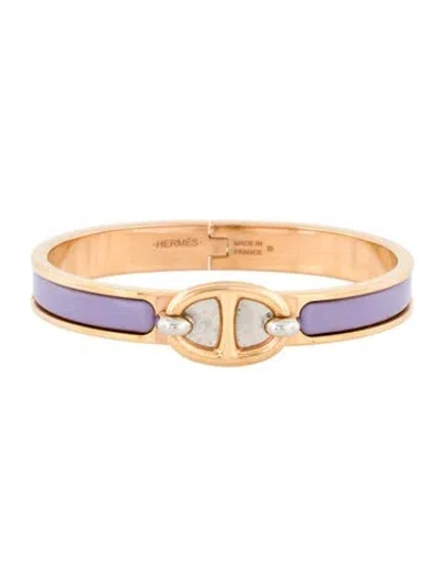 Pre-owned Hermes Mini Clic Chaine D'ancre Bangle Bracelet, 6.25" In Multi