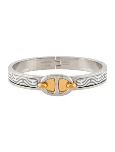 Pre-owned Hermes Mini Clic Chaine D'ancre Bangle Bracelet, 6.25" In Multi