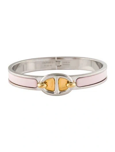 Pre-owned Hermes Mini Clic Chaine D'ancre Bangle Bracelet, 6.25" In Pink