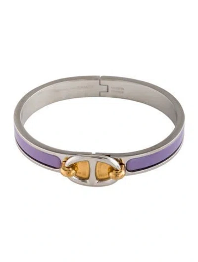 Pre-owned Hermes Mini Clic Chaine D'ancre Bangle Bracelet, 6.25" In Purple