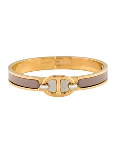 Pre-owned Hermes Mini Clic Chaine D'ancre Bracelet, 6.25" In Gray