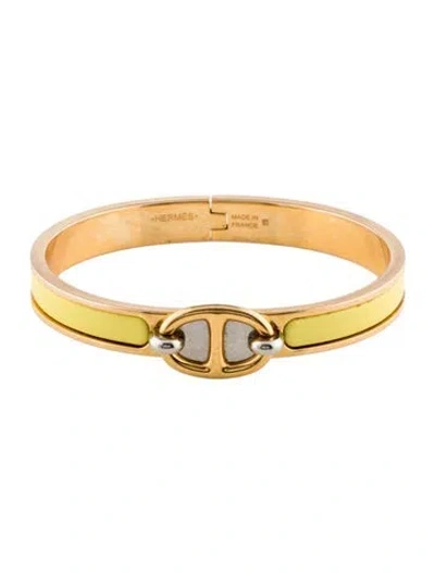 Pre-owned Hermes Mini Clic Chaine D'ancre Bracelet, 6.75" In Yellow