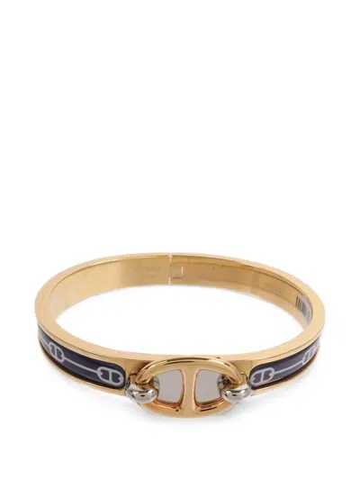 Pre-owned Hermes Mini Clic Chaine D'ancre Enamel Bracelet In Gold