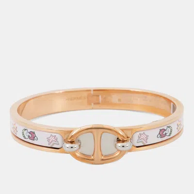 Pre-owned Hermes Mini Clic Chaine D'ancre Funny Ice Cream Jasmin Metal Enamel In White