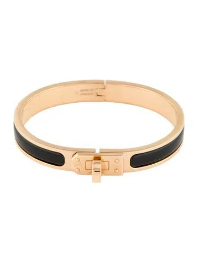 Pre-owned Hermes Mini Clic Kelly Bangle Bracelet, 6.25" In Black