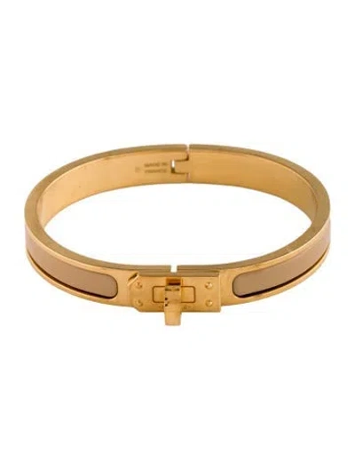 Pre-owned Hermes Mini Clic Kelly Bangle Bracelet, 6.25" In Neutral