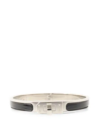 Pre-owned Hermes Mini Clic Kelly Bangle Bracelet In Silver