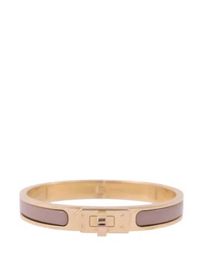 Pre-owned Hermes Mini Clic Kelly Bracelet In Gold