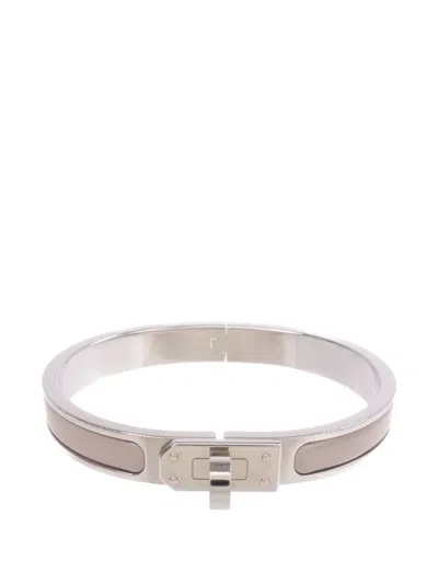 Pre-owned Hermes Mini Clic Kelly Bracelet In Silver
