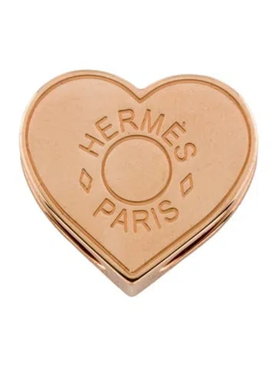 Pre-owned Hermes Mini Coeur Scarf Ring In Gold