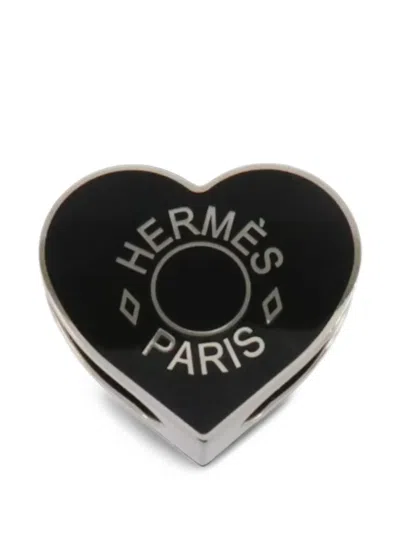 Pre-owned Hermes Mini Coeur Scarf Ring In Silver