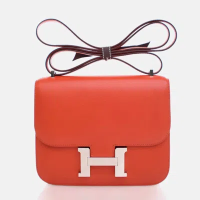Pre-owned Hermes Mini Constance 18 Rouge Tomate Swift Bag In Red
