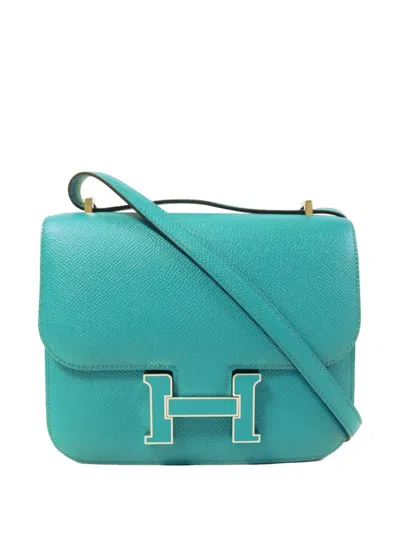 Pre-owned Hermes Mini Constance Epsom Crossbody Bag In Blue