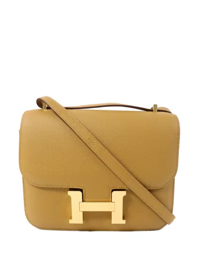 Pre-owned Hermes Mini Constance Epsom Leather Shoulder Bag In Neutral
