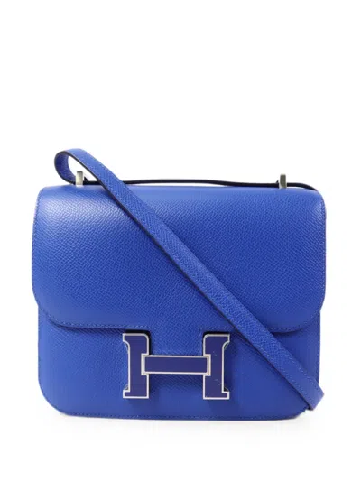 Pre-owned Hermes Mini Constance Epsom Shoulder Bag In Blue