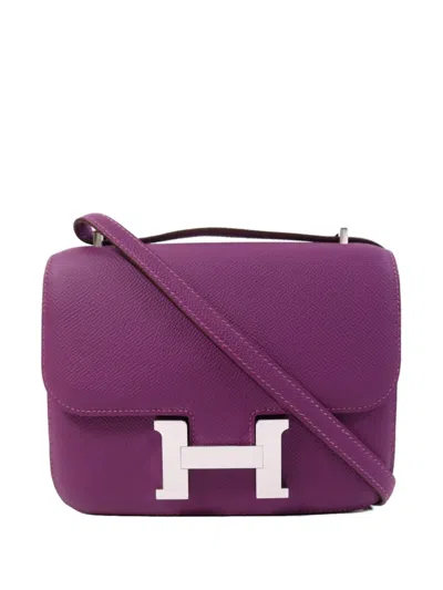Pre-owned Hermes Mini Constance Epsom-leather Bag In Purple