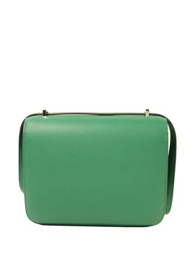 Pre-owned Hermes Mini Constance Evercolor-leather Shoulder Bag In Green