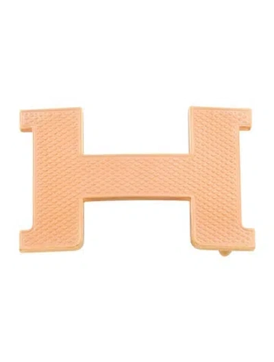 Pre-owned Hermes Mini Constance Guilloche Belt Buckle In Gold
