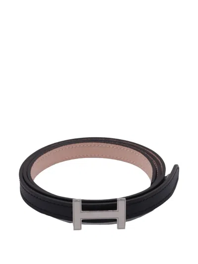 Pre-owned Hermes Mini Constance Leather Belt In Black