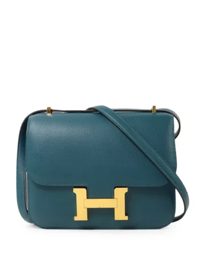 Pre-owned Hermes Mini Constance Shoulder Bag In Blue