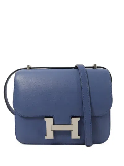 Pre-owned Hermes Mini Constance Shoulder Bag In Blue