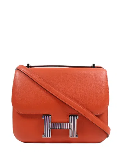 Pre-owned Hermes Mini Constance Shoulder Bag In Orange