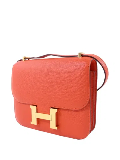 Pre-owned Hermes Mini Constance Shoulder Bag In Orange