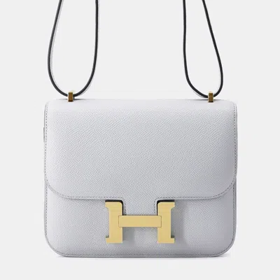 Pre-owned Hermes Mini Constance3 Miroir Blue Gacier Epsom Bag