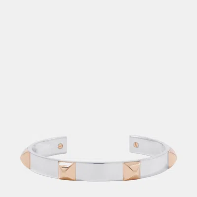 Pre-owned Hermes Mini Crew Bangle Size St 18k Rose Gold Silver 925