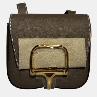 Pre-owned Hermes Mini Della Cavalleria In Etoupe Veau Epsom With Ghw In Brown