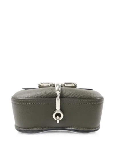 Pre-owned Hermes Mini Della Cavalleria Leather Shoulder Bag In Green