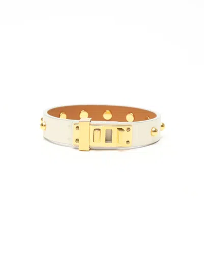 Pre-owned Hermes Hermès Mini Dog Bracelet In White