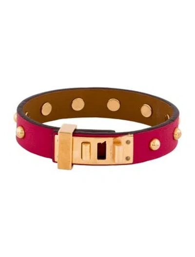 Pre-owned Hermes Mini Dog Clous Rounds Wrap Bracelet In Pink