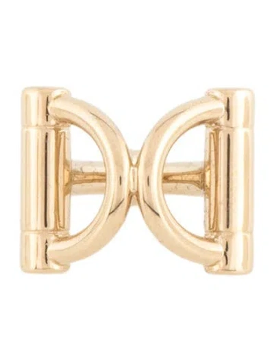 Pre-owned Hermes Mini Double D Twilly Ring In Gold
